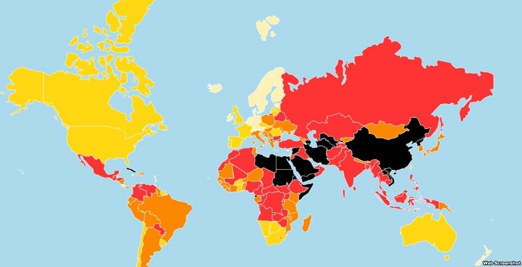 رتبه ۱۶۵ ایران از میان ۱۸۰ کشور در آزادی رسانه ها