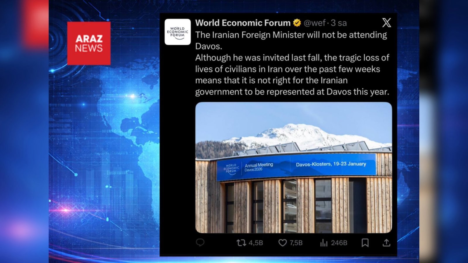 مجمع جهانی اقتصاد دعوت از عباس عراقچی را لغو کرد