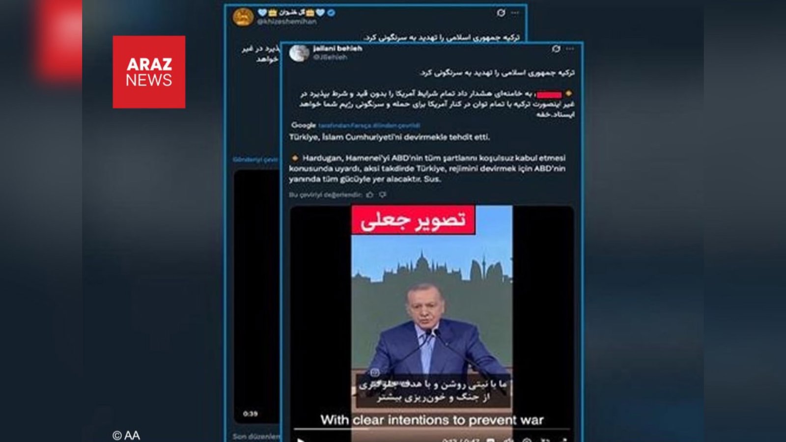 انتشار ويدئوى جعلى منتسب به اردوغان از سوى جريان سلطنت طلب