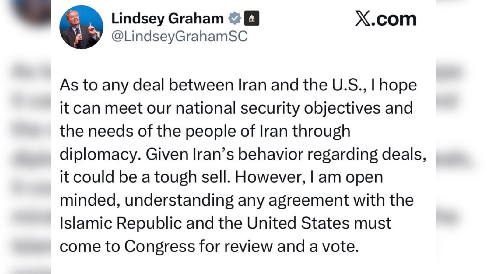  لیندسی گراهام: توافق با ایران دشوار است، اما باید به رأی کنگره گذاشته شود               