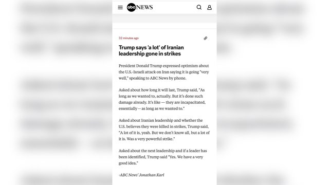  ترامپ: «بخش زیادی» از رهبری ایران در حملات از بین رفته‌اند            