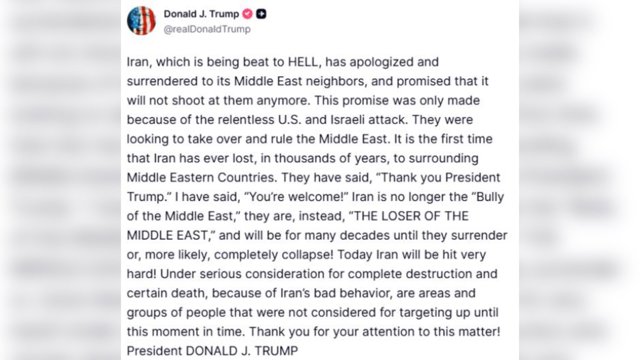  ترامپ: ایران در برابر کشورهای منطقه تسلیم شده است         