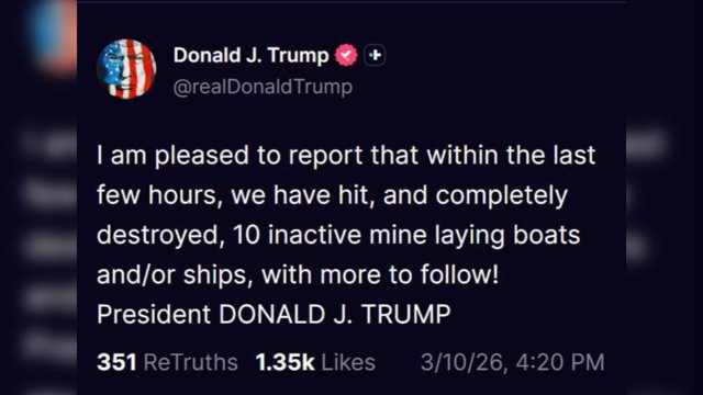  ترامپ: ۱۰ قایق مین‌گذار ایران نابود شد               