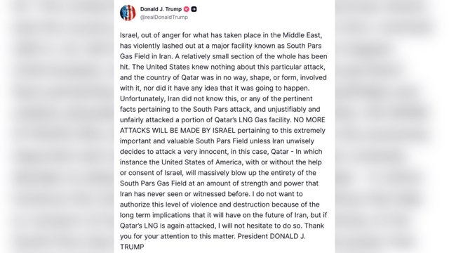  دونالد ترامپ: اگر ایران دوباره به تأسیسات گازی قطر حمله کند، پارس جنوبی را نابود می‌کنیم              