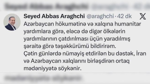 Əraqçi türkcə təşəkkür etdi; Azərbaycan dövlətinə və xalqına minnətdarlıq