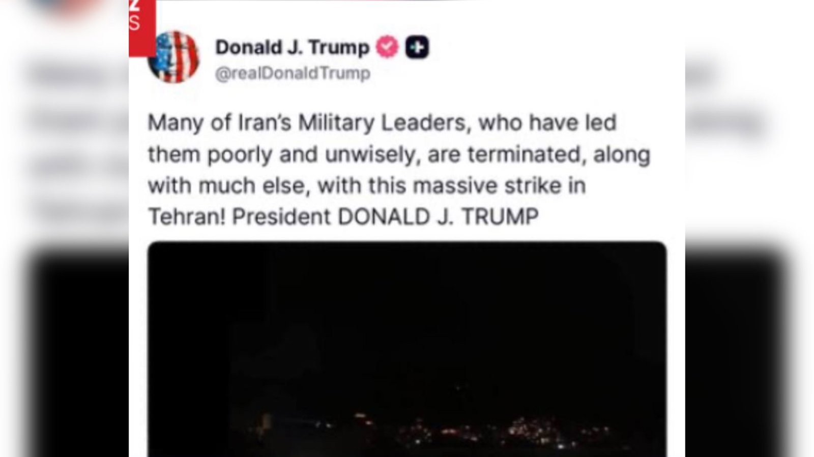  ترامپ از کشته شدن فرماندهان نظامی ایران در حمله به تهران خبر داد         