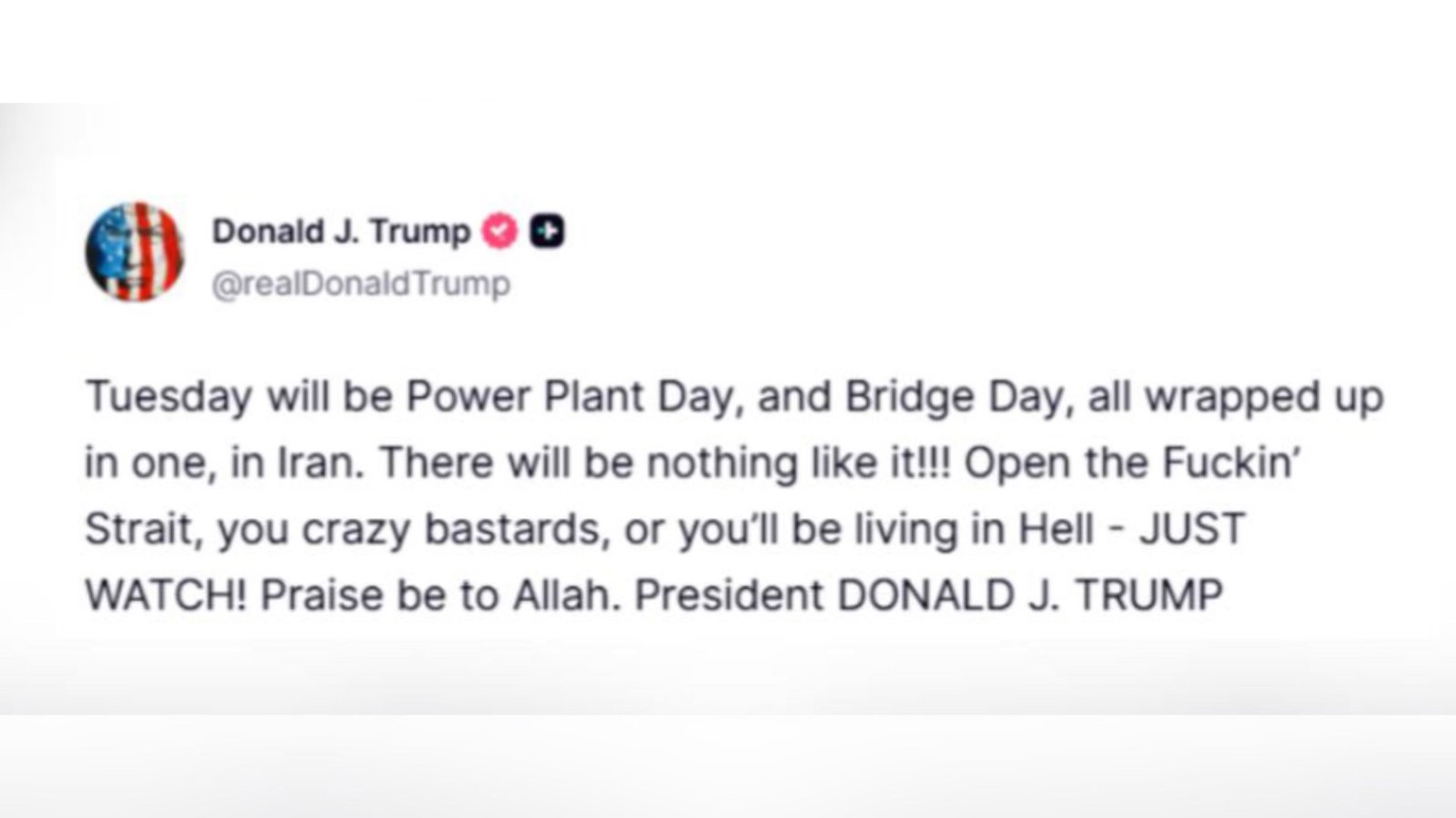 ترامپ:سه شنبه روز حمله به زیرساخت های ایران خواهد بود