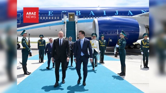 الهام علی اف برای شرکت در اجلاس رهبران دولت های تورک وارد قزاقستان شد