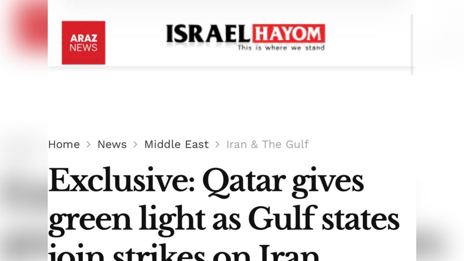 Israel Hayom xəbəri: Körfəz ərəb ölkələri İrana qarşı hərbi əməliyyatların bərpasını dəstəkləyib