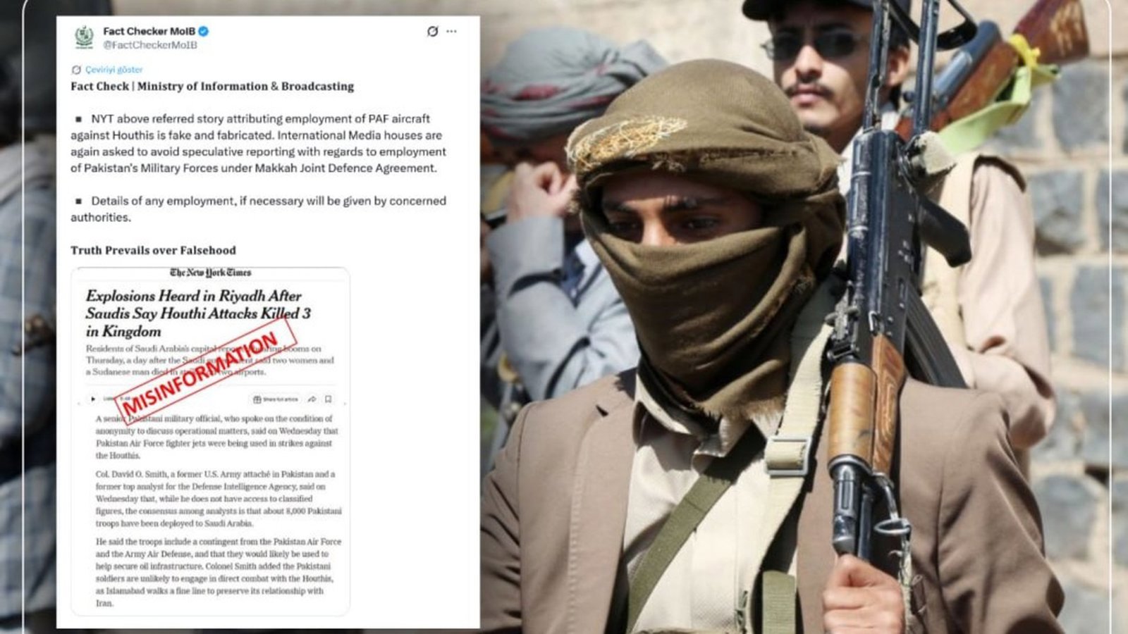Pakistan qırıcı təyyarələrinin husilərə qarşı hücumlarda iştirak etdiyini təkzib edib