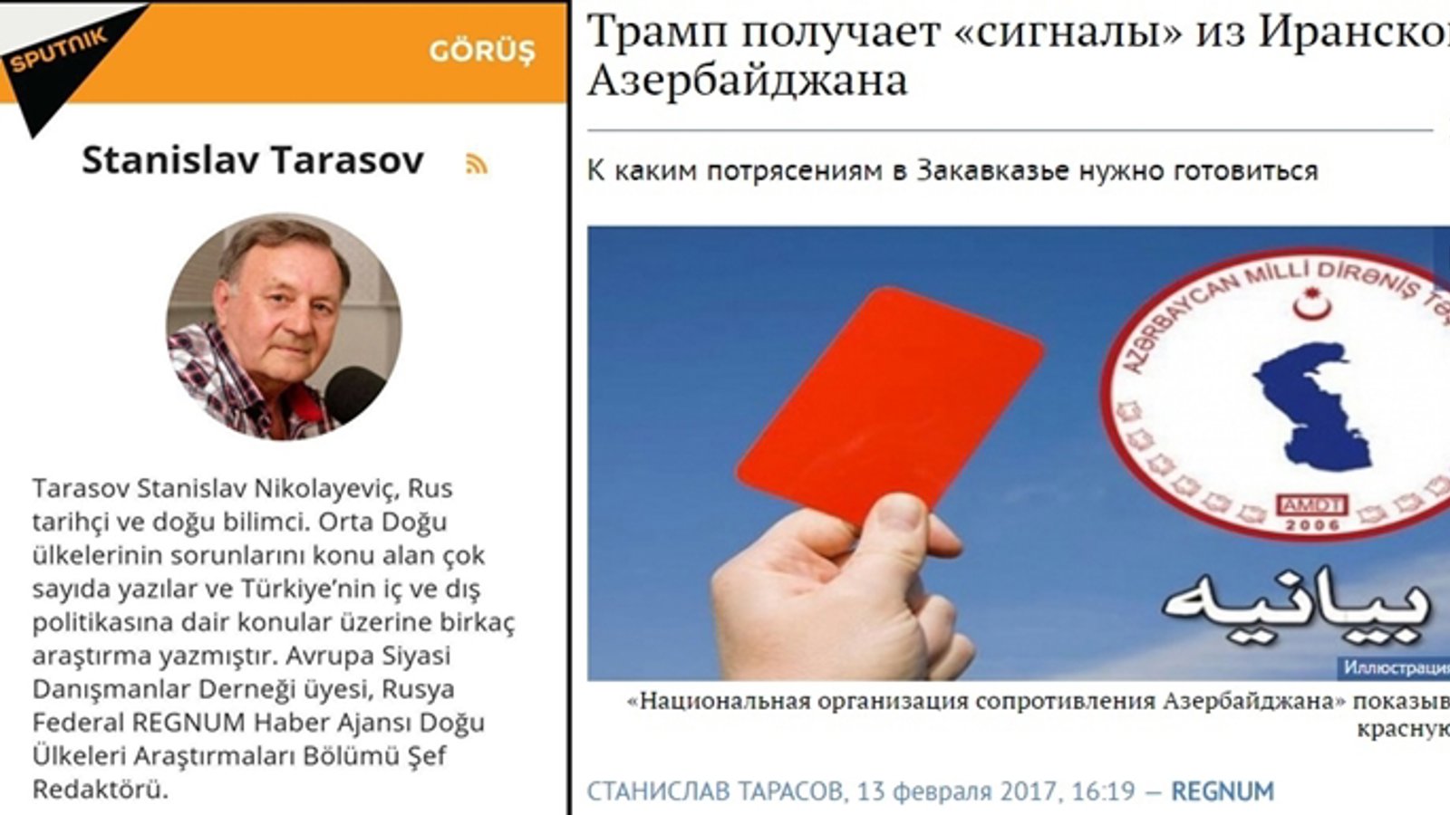 ارزیابی تحلیلگر برجسته روس از جنبش ملی آزربایجان و تشکیلات مقاومت ملی (دیره نیش)