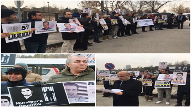 برگزاری تجمع حمایت از مرتضی مراد پور و سایر زندانیان سیاسی آزربایجان جنوبی در آنکارا