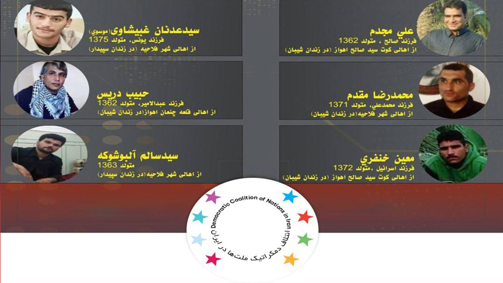 بیانیه «ائتلاف دمکراتیک ملت ها در ایران» در محکومیت موج جدید تایید احکام اعدام فعالان عرب احوازی