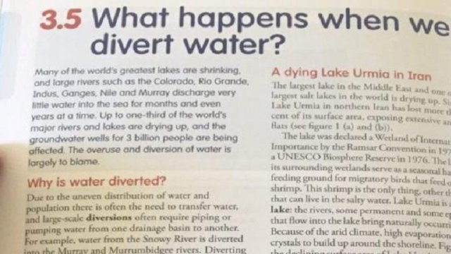 تدریس دلایل خشک شدن دریاچه اورمیه در مدارس استرالیا