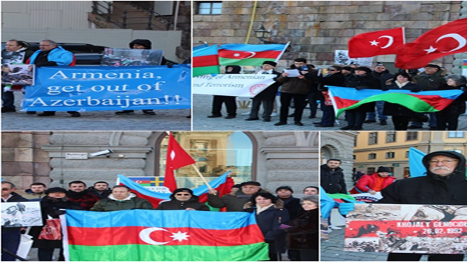 محکومیت قتل عام خوجالی در مقابل مجلس سوئد (تصاویر)