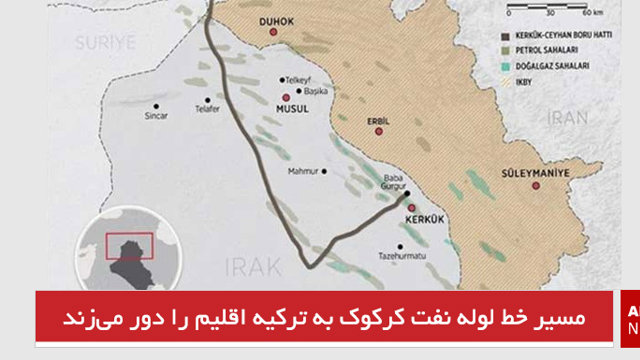 مسیر خط لوله نفت کرکوک به ترکیه اقلیم را دور می‌زند