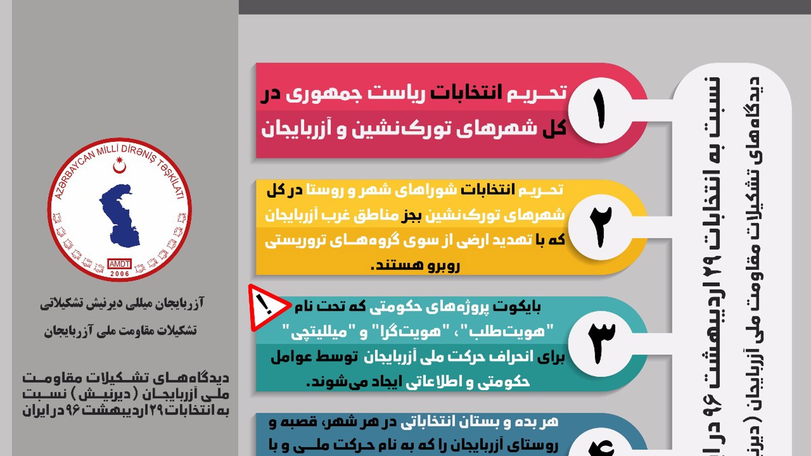 دیدگاه تشکیلات مقاومت ملی آزربایجان نسبت به انتخابات در یک نگاه
