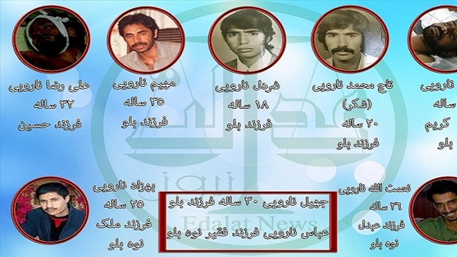 اسامی بیش از ۳۰۰ تن از قربانیان نسل کشی سیستماتیک در بلوچستان توسط حکومت ایران