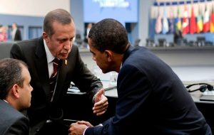 اردوغان خطاب به اوباما: اگر سلاحها به ”پ ک ک” برسد ”ی پ گ” را...
