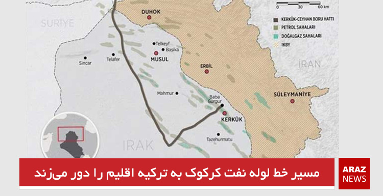 مسیر خط لوله نفت کرکوک به ترکیه اقلیم را دور میزند مسیر خط لوله نفت کرکوک به ترکیه اقلیم را دور میزند